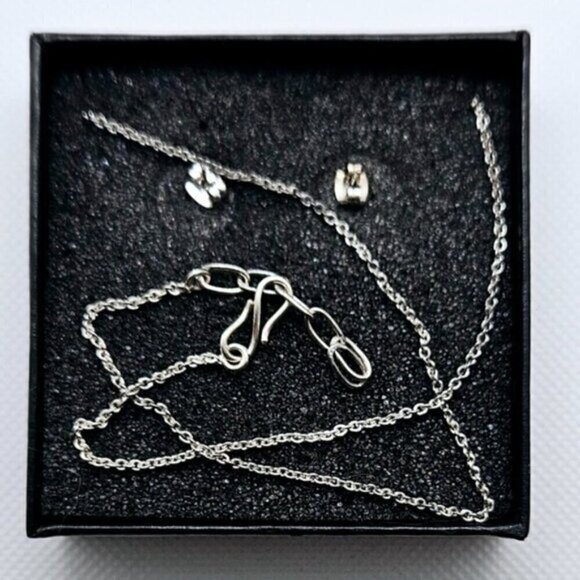 Silver-Tone Violet Crystal Necklace & Stud Earrings Jewelry Set - Picture 6 of 6